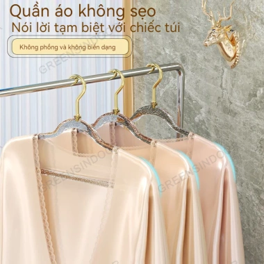 Combo 10 móc treo quần áo trong suốt, kim tuyến, chống trượt, xoay 360 độ đa năng - Giá 87.244₫