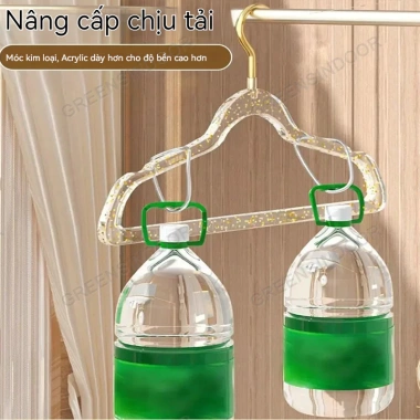 Combo 10 móc treo quần áo trong suốt, kim tuyến, chống trượt, xoay 360 độ đa năng - Giá 87.244₫