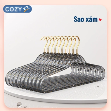Combo 10 móc treo quần áo trong suốt - xoay 360 độ, chống trượt, giá chỉ 48.000đ