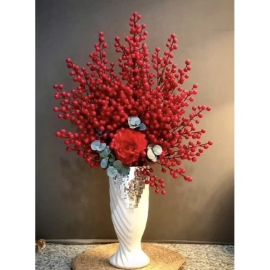 Combo 10 Nhánh Đào Đông giả 12 quả dài 15cm - Trang trí Tết, kết cây, làm sáp, cầu tài lộc - 21.600 VND 8