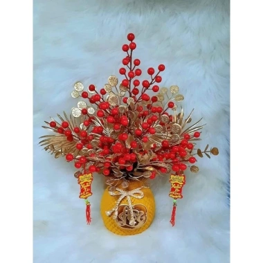 Combo 10 Nhánh Đào Đông giả 12 quả dài 15cm - Trang trí Tết, kết cây, làm sáp, cầu tài lộc - 21.600 VND 9