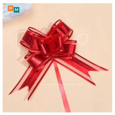 Combo 10 nơ rút von bản to 5cm đẹp sang sịn, trang trí hộp quà, giỏ quà Tết chỉ 32.000đ 4