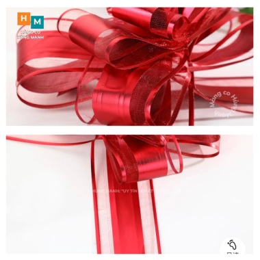 Combo 10 nơ rút von bản to 5cm đẹp sang sịn, trang trí hộp quà, giỏ quà Tết chỉ 32.000đ 10