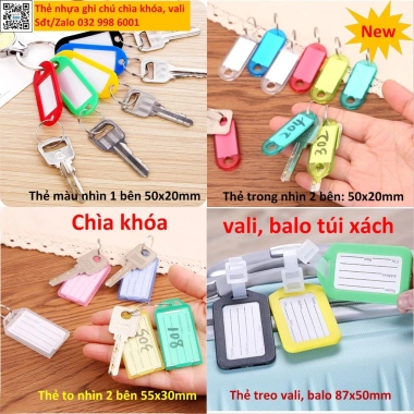 Combo 10 Thẻ Nhựa Treo Chìa Khóa - In Tên SĐT Đánh Dấu Balo Vali 10.000đ 5