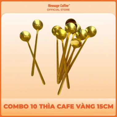 Combo 10 Thìa Cafe Ly Cao 15cm Màu Vàng - Muỗng Khuấy Chuyên Dụng Giá Sỉ 80k