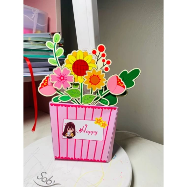 Combo 10 Thiệp Hoa Giỏ Xách Cắm Hoa 20/10 Giấy Cứng Loại 1 - Giá Ưu Đãi 29.000 VND 9