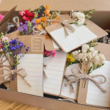 Combo 10 Thiệp Hoa Khô Handmade Vintage - Quà Tặng Giáng Sinh, Noel, Valentine 12k