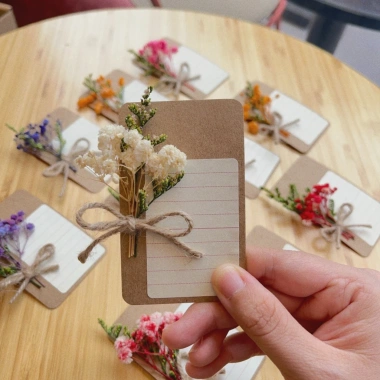Combo 10 Thiệp Hoa Khô Handmade Vintage - Quà Tặng Giáng Sinh, Noel, Valentine 12k