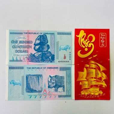 Combo 10 tờ lưu niệm 100% Zimbabwe - Lì xì Tết bảo an phát quang, chỉ 63.600