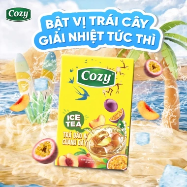 Combo 10 Trà Trái Cây Cozy Ice Tea - Giỏ Quà Tết Hòa Tan Đào, Chanh Dây, Dâu, Ổi Hồng 8 x 15g Giá Ưu Đãi 315k 4