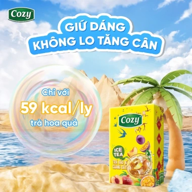 Combo 10 Trà Trái Cây Cozy Ice Tea - Giỏ Quà Tết Hòa Tan Đào, Chanh Dây, Dâu, Ổi Hồng 8 x 15g Giá Ưu Đãi 315k 6