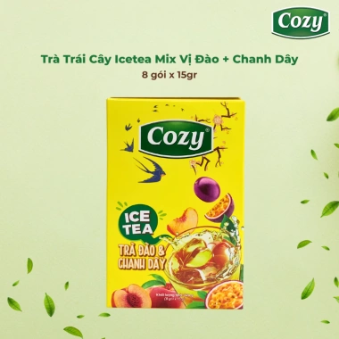 Combo 10 Trà Trái Cây Cozy Ice Tea Hộp Tết Trà Hòa Tan Đào, Chanh Dây, Dâu, Ổi Hồng 8 gói 15gr Giá 141.000 VND