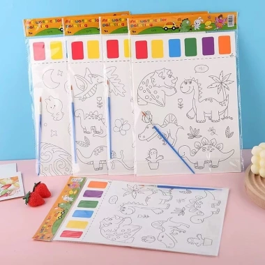 Combo 10 Tranh Tô Màu Nước 2 Mặt Cho Bé - Cọ 17,5x12,5cm - Quà Sinh Nhật 58.000
