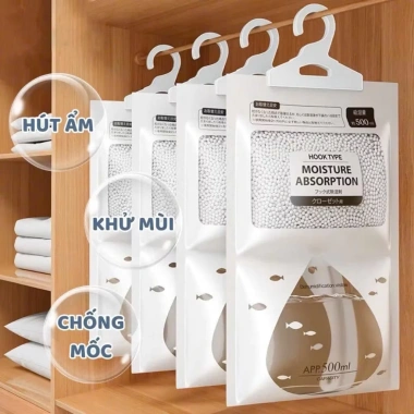 Combo 10 Túi Hút ẩm Chống Mốc - Móc Treo Tủ Quần Áo, Phòng Nồm Giá 29.999₫
