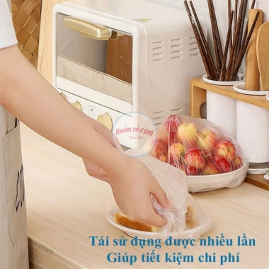 Combo 10 túi màng bọc thực phẩm co giãn siêu dai có chun, túi gấu PE & mũ chùm đầu dùng 1 lần - Giá chỉ 35.000₫ 6