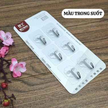 Combo 10 - Vỉ 6 móc dán chống gỉ, treo đồ đa năng 10kg, set 6 móc không bong tróc - Giá chỉ 70.428₫