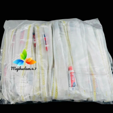 Combo 100 Bàn Chải Bột Bắp Giá Rẻ, Túi Trắng Họa Tiết Sao Vàng - Đồ Dùng 1 Lần Khách Sạn 65k