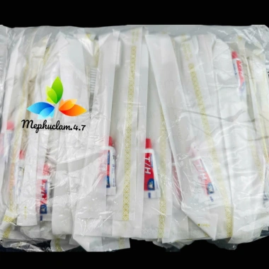 Combo 100 Bàn Chải Bột Bắp Giá Rẻ, Túi Trắng Họa Tiết Sao Vàng - Đồ Dùng 1 Lần Khách Sạn 65k