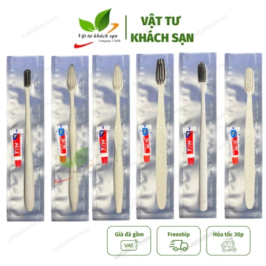 Combo 100 Bàn Chải Đánh Răng Bột Bắp Đút Túi Nhôm Tiện Lợi Dành Cho Khách Sạn Homestay Villa Giá 179.000 VND