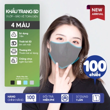 Combo 100 khẩu trang 5D 3 lớp ôm mặt, dễ thở, kháng khuẩn, quai mềm – 49.000đ 7