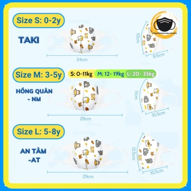 Combo 100 khẩu trang 5D cho bé, thoáng mát, đa dạng mẫu mã 0-8 tuổi, giá ưu đãi 16.099đ 3