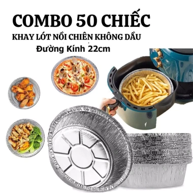 Combo 100 khay 22cm +10 khay tặng lót nồi chiên không dầu, lò nướng, đĩa nhôm - 95.000₫