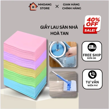 Combo 100 miếng Giấy Lau Sàn Hòa Tan Khử Khuẩn Đa Năng Diệt Dầu Mỡ Giá 29.999 VND