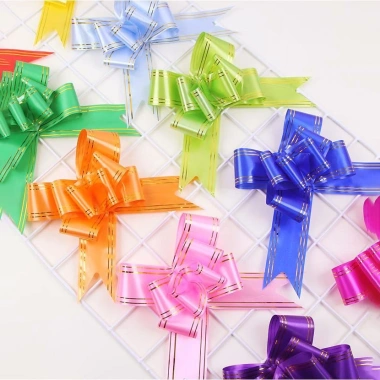 Combo 100 nơ rút đa màu 5cm-3cm-1.8cm-1.2cm - Phụ kiện handmade trang trí giỏ quà Tết, giá chỉ 40.000₫