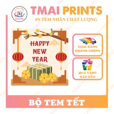 Combo 100 tem Tết - Dán Quà Dưa Hấu, Lọ Hạt, Bánh Chưng Hình Vuông chỉ 65.000₫