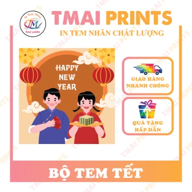 Combo 100 tem Tết - Dán Quà Dưa Hấu, Lọ Hạt, Bánh Chưng Hình Vuông chỉ 65.000₫