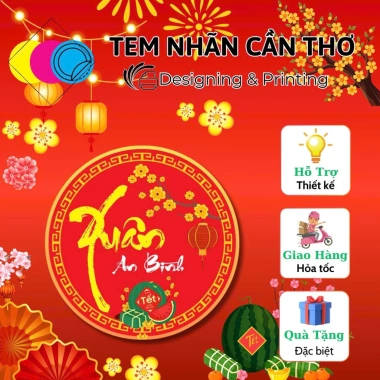 Combo 100 tem Tết giấy cáng màng - Giá 50.000, giảm ngay, trang trí Tết rực rỡ 2