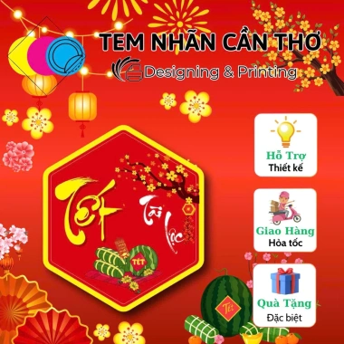 Combo 100 tem Tết giấy cáng màng - Giá 50.000, giảm ngay, trang trí Tết rực rỡ 3