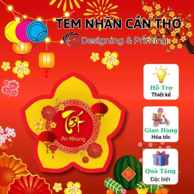 Combo 100 tem Tết giấy cáng màng - Giá 50.000, giảm ngay, trang trí Tết rực rỡ 5