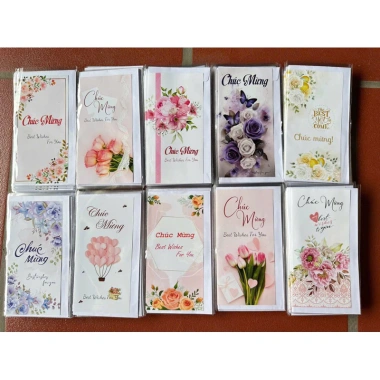 Combo 100 thiệp chúc mừng + phong bì cho 20/10, 20/11, 14/2, 8/3 - Giá chỉ 51.000₫