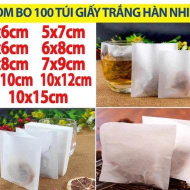 Combo 100 túi lọc giấy không dây hàn nhiệt - Lọc trà, cafe, bột thảo dược, giá ưu đãi 15.100 VNĐ