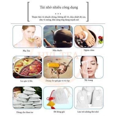 Combo 100 Túi Lọc Trà, Café, Thảo Dược Dây Rút Không Dệt Dùng 1 Lần - Nhiều Kích Thước - Giá 15.500 VND 6