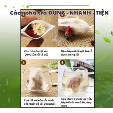Combo 100 túi lọc trà thảo dây rút vải không dệt - nhiều kích thước, giá chỉ 7.499đ 7