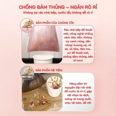 Combo 100 túi rác nhà bếp dây chống rò rỉ, chống thủng siêu bền, tiện lợi gọn gàng - TR03 8