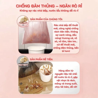 Combo 100 túi rác nhà bếp GUD TR03 - Dây chống rò rỉ, chống thủng, siêu bền, tiện lợi mang đi, giá chỉ 60.000₫ 8