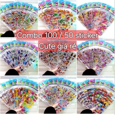 Combo 100+50 Sticker 3D Nổi - Hình Dán Trang Trí Quà Tặng Bé Giá 76.000đ