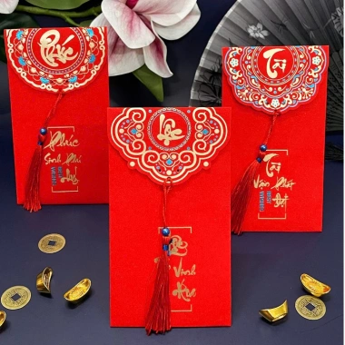 Combo 10/20 Bao lì xì Phúc Lộc Tài Rua Đỏ - Mừng Tuổi Tua Tết, Giá 34.500đ