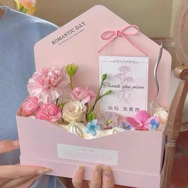 Combo 10c Túi Mica Bì Thư Romantic Day kèm hoa - Đựng Quà Sang Trọng Giá 230.000₫
