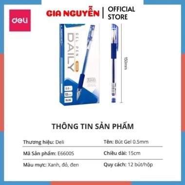 Combo 12 Bút Gel Deli 6.600s DAILY Ngòi 0.5mm + Ruột G34 G36 - 55.000