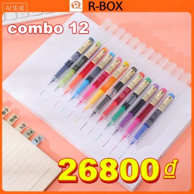 Combo 12 cây bút mực gel ngòi 0.5mm nhanh khô, 12 màu sắc, giá chỉ 26.800₫