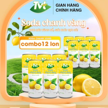Combo 12 lon 320ml Soda Chanh Vàng TVT – Nước cốt chanh tự nhiên, soda nhẹ nhàng, giảm giá 105.600₫ 3