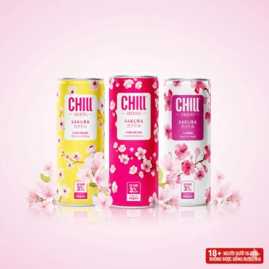 Combo 12 lon Nước Trái Cây Lên Men Chill Cocktail Sakura 3 Vị 250ml - Giá 320.000₫