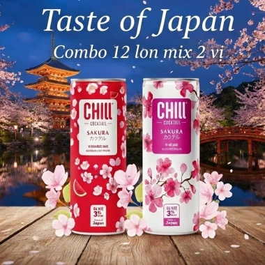 Combo 12 lon Nước Trái Cây Lên Men Chill Cocktail Sakura 3 Vị 250ml - Giá 320.000₫ 6