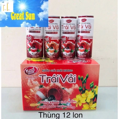 Combo 12 lon Nước Trái Vải Có Ga – Nước Giải Khát Thùng Đặc Biệt, Giá 137.749₫