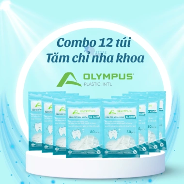 Combo 12 túi tăm chỉ nha khoa Olympus - Vệ sinh răng miệng chất lượng cao, giá ưu đãi 89.400₫