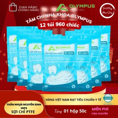 Combo 12 túi tặng 1 (1.040 psc) Tăm chỉ nha khoa Olympus chuẩn ISO y tế an toàn, giá 85.500₫